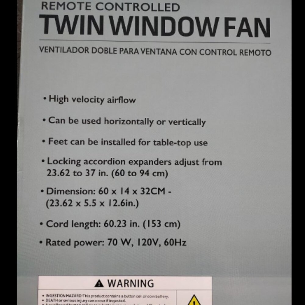 Twin Window Fan Remote Controlled - Picture 4 of 11